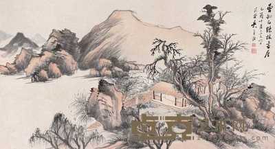 吴子深 乙酉(1945年)作 疏林书屋 镜心 32.3×59.8cm
